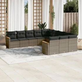 Set de sofás de jardín 11 pzas y cojines ratán sintético gris de , Conjuntos de jardín - Ref: Foro24-3258833, Precio: 654,66 ...