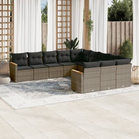 Set de sofás de jardín 11 pzas y cojines ratán sintético gris de , Conjuntos de jardín - Ref: Foro24-3258833, Precio: 652,58 ...