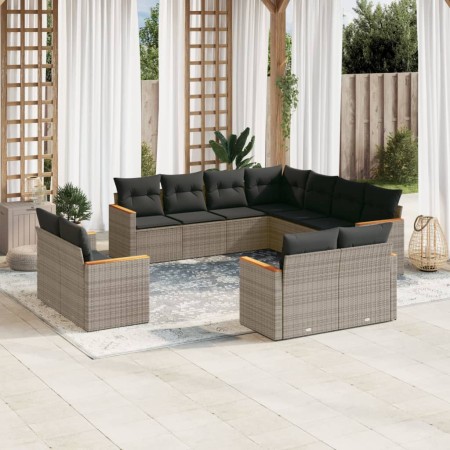 Set de sofás de jardín 11 pzas y cojines ratán sintético gris de , Conjuntos de jardín - Ref: Foro24-3258903, Precio: 773,43 ...