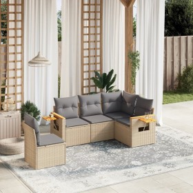 Juego de sofás jardín con cojines 5 pzas ratán sintético beige de , Conjuntos de jardín - Ref: Foro24-3259217, Precio: 370,37...