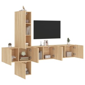 Muebles de TV de pared 5 pzas madera de ingeniería roble Sonoma en Muebles TV | Comprar online en Foru.es
