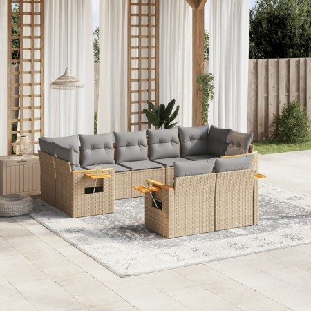 Set de sofás de jardín 9 pzas con cojines ratán sintético beige de , Conjuntos de jardín - Ref: Foro24-3259532, Precio: 618,3...