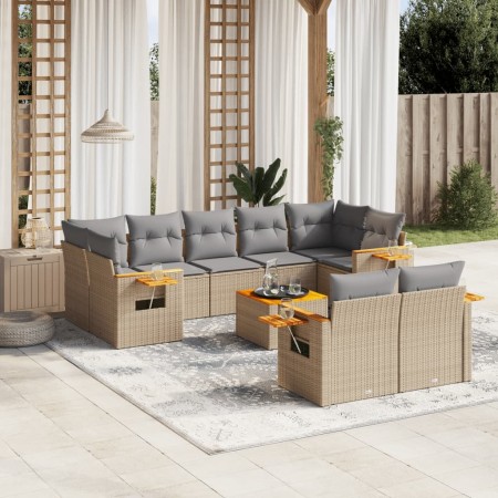 Juego de sofás jardín con cojines beige 10 pzas ratán sintético de , Conjuntos de jardín - Ref: Foro24-3259539, Precio: 664,9...