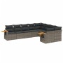 Set de muebles de jardín 9 pzas y cojines ratán sintético gris de , Conjuntos de jardín - Ref: Foro24-3259547, Precio: 584,02...