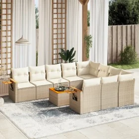 Set de sofás de jardín 11pzas con cojines ratán sintético beige de , Conjuntos de jardín - Ref: Foro24-3259587, Precio: 719,1...