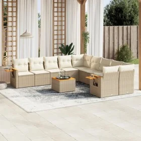 Set de sofás de jardín 11pzas con cojines ratán sintético beige de , Conjuntos de jardín - Ref: Foro24-3259601, Precio: 719,1...