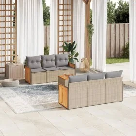 Set sofás de jardín 7 piezas y cojines ratán sintético beige de , Conjuntos de jardín - Ref: Foro24-3259875, Precio: 491,03 €...