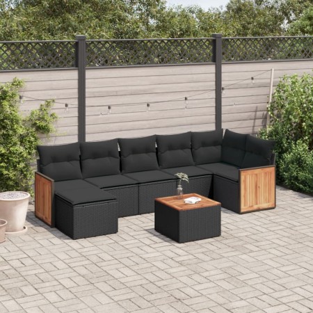 Set de sofás de jardín 8 piezas y cojines ratán sintético negro de , Conjuntos de jardín - Ref: Foro24-3260277, Precio: 478,6...