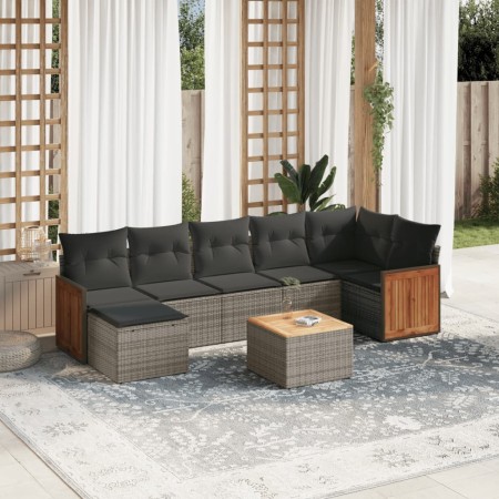 Set de sofás de jardín 8 pzas y cojines ratán sintético gris de , Conjuntos de jardín - Ref: Foro24-3260282, Precio: 489,35 €...