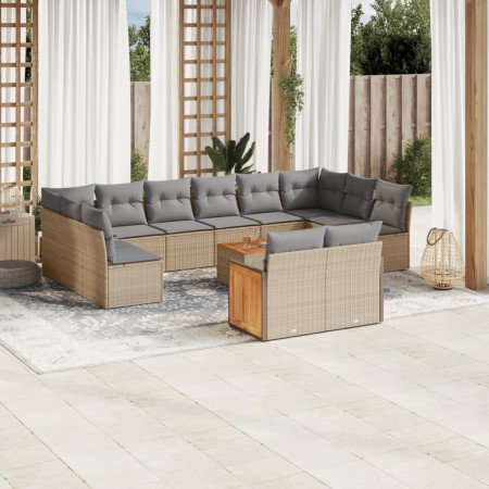 Set sofás de jardín con cojines 13 pzas ratán sintético beige de , Conjuntos de jardín - Ref: Foro24-3260533, Precio: 821,89 ...