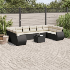 Set de sofás de jardín 11 pzas y cojines ratán sintético negro de , Conjuntos de jardín - Ref: Foro24-3254213, Precio: 708,33...