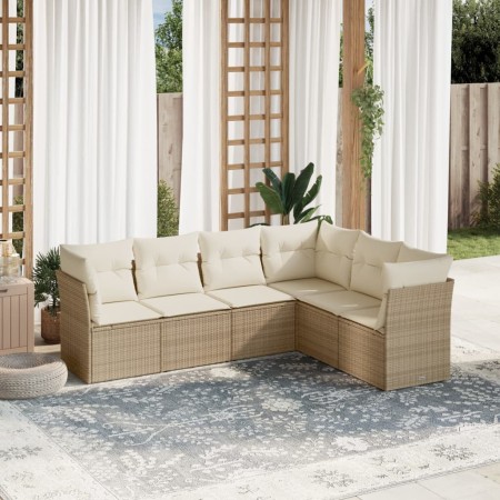 Juego de sofás jardín con cojines 6 pzas ratán sintético beige de , Conjuntos de jardín - Ref: Foro24-3217678, Precio: 400,80...