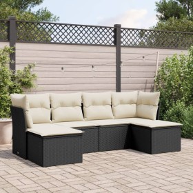 Set de sofás de jardín 6 piezas y cojines ratán sintético negro de , Conjuntos de jardín - Ref: Foro24-3218006, Precio: 300,9...