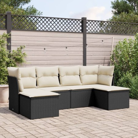 Set de sofás de jardín 6 piezas y cojines ratán sintético negro de , Conjuntos de jardín - Ref: Foro24-3218006, Precio: 300,9...