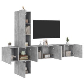 Muebles de TV de pared 5 pzas madera ingeniería gris hormigón en Muebles TV | Comprar online en Foru.es