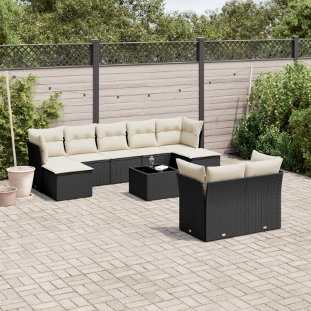 Set de sofás de jardín 10 pzas cojines ratán sintético negro de , Conjuntos de jardín - Ref: Foro24-3218316, Precio: 522,70 €...