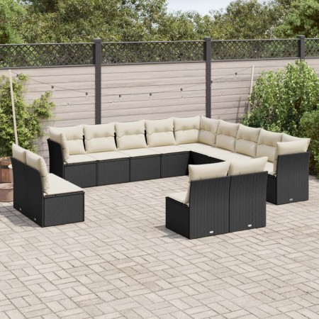 Set de sofás de jardín y cojines 13 pzas ratán sintético negro de , Conjuntos de jardín - Ref: Foro24-3218486, Precio: 726,59...