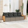 Set de sofás de jardín 4 pzas y cojines ratán sintético gris de , Conjuntos de jardín - Ref: Foro24-3227453, Precio: 248,32 €...