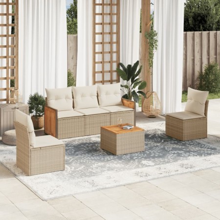 Juego de sofás jardín con cojines 6 pzas ratán sintético beige de , Conjuntos de jardín - Ref: Foro24-3227535, Precio: 342,22...