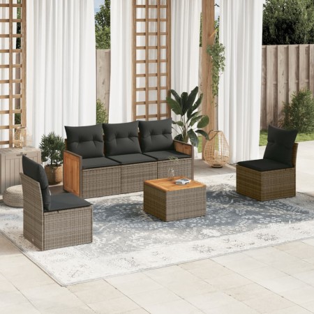 Set de muebles de jardín 6 pzas y cojines ratán sintético gris de , Conjuntos de jardín - Ref: Foro24-3227537, Precio: 336,16...