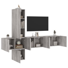 Muebles de TV de pared 5 pzas madera de ingeniería gris Sonoma en Muebles TV | Comprar online en Foru.es