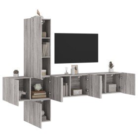 Muebles de TV de pared 5 pzas madera de ingeniería gris Sonoma en Muebles TV | Comprar online en Foru.es