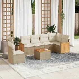 Set sofás de jardín 7 piezas y cojines ratán sintético beige de , Conjuntos de jardín - Ref: Foro24-3227703, Precio: 464,98 €...