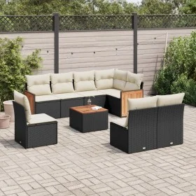 Set de sofás de jardín 8 piezas y cojines ratán sintético negro de , Conjuntos de jardín - Ref: Foro24-3227729, Precio: 510,3...
