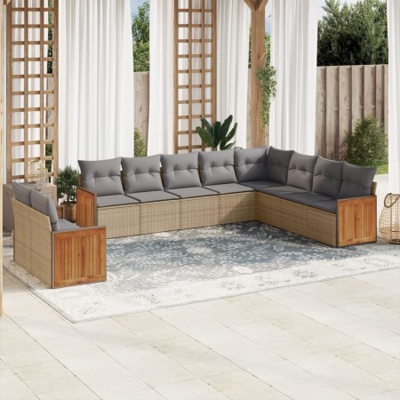 Juego de sofás jardín con cojines beige 10 pzas ratán sintético de , Conjuntos de jardín - Ref: Foro24-3227795, Precio: 630,1...