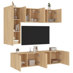 Muebles de TV de pared 5 pzas madera de ingeniería roble Sonoma en Muebles TV | Comprar online en Foru.es