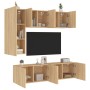 Muebles de TV de pared 5 pzas madera de ingeniería roble Sonoma en Muebles TV | Comprar online en Foru.es