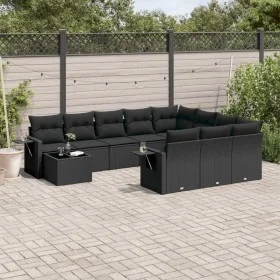 Set de sofás de jardín 11 pzas y cojines ratán sintético negro de , Conjuntos de jardín - Ref: Foro24-3220724, Precio: 732,62...