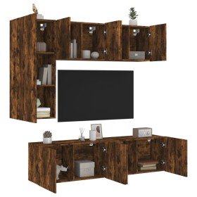 Muebles de TV de pared 5 pzas madera ingeniería roble ahumado en Muebles TV | Comprar online en Foru.es