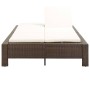 Tumbona para 2 personas con cojín ratán sintético marrón de vidaXL, Camas para exteriores - Ref: Foro24-46239, Precio: 281,88...
