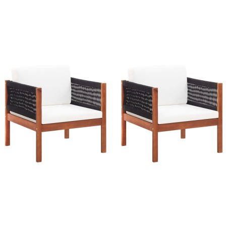 Sillas de jardín 2 unidades madera maciza de acacia de vidaXL, Sofás modulares de exterior - Ref: Foro24-46342, Precio: 181,6...