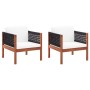 Sillas de jardín 2 unidades madera maciza de acacia de vidaXL, Sofás modulares de exterior - Ref: Foro24-46342, Precio: 181,6...