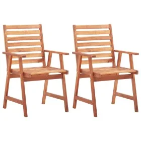 Sillas de comedor de exterior 2 uds madera maciza de acacia de vidaXL, Sillas de jardín - Ref: Foro24-46312, Precio: 150,48 €...