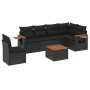 Set de comedor de jardín 7 pzas y cojines ratán sintético negro de , Conjuntos de jardín - Ref: Foro24-3226860, Precio: 454,1...