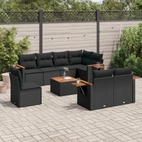 Set de sofás de jardín 8 piezas y cojines ratán sintético negro de , Conjuntos de jardín - Ref: Foro24-3227007, Precio: 650,3...