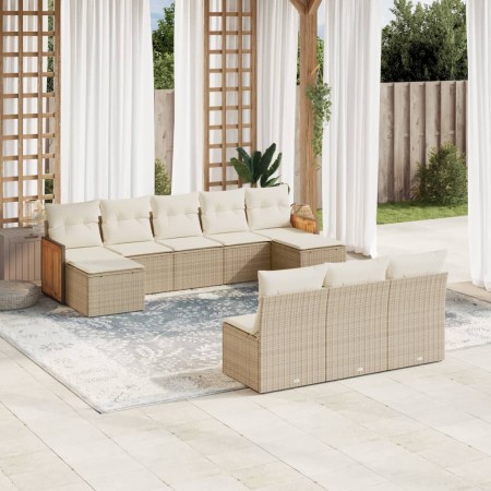 Juego de sofás jardín con cojines beige 10 pzas ratán sintético de , Conjuntos de jardín - Ref: Foro24-3228067, Precio: 557,2...