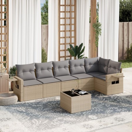 Set sofás de jardín 7 piezas y cojines ratán sintético beige de , Conjuntos de jardín - Ref: Foro24-3252536, Precio: 484,01 €...