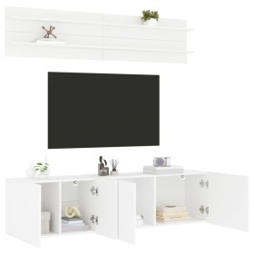 Muebles de TV de pared 6 piezas madera de ingeniería blanco en Muebles TV | Comprar online en Foru.es