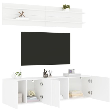 Muebles de TV de pared 6 piezas madera de ingeniería blanco en Muebles TV | Comprar online en Foru.es