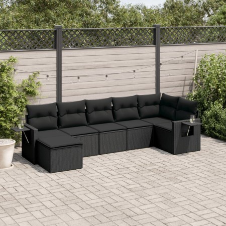 Set de comedor de jardín 7 pzas y cojines ratán sintético negro de , Conjuntos de jardín - Ref: Foro24-3252812, Precio: 471,6...