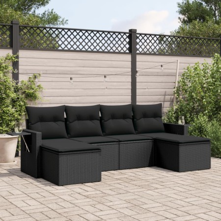 Set de sofás de jardín 6 piezas y cojines ratán sintético negro de , Conjuntos de jardín - Ref: Foro24-3252852, Precio: 405,3...