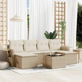 Set sofás de jardín 7 piezas y cojines ratán sintético beige de , Conjuntos de jardín - Ref: Foro24-3252865, Precio: 503,09 €...