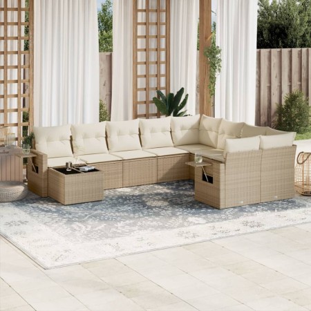 Juego de sofás jardín con cojines beige 10 pzas ratán sintético de , Conjuntos de jardín - Ref: Foro24-3252995, Precio: 733,7...