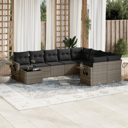 Set de sofás de jardín 10 pzas con cojines ratán sintético gris de , Conjuntos de jardín - Ref: Foro24-3252997, Precio: 625,7...