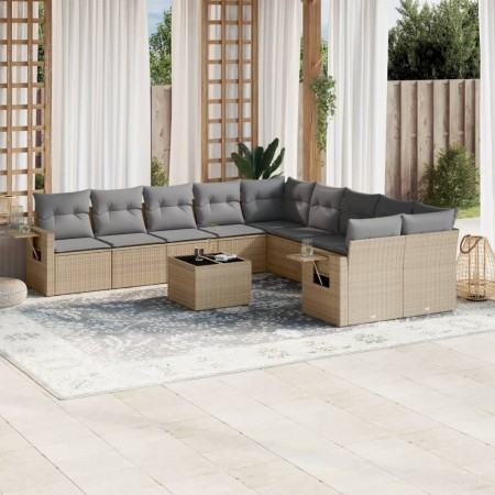 Set de sofás de jardín 11pzas con cojines ratán sintético beige de , Conjuntos de jardín - Ref: Foro24-3253056, Precio: 696,3...