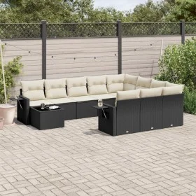 Set de sofás de jardín 11 pzas y cojines ratán sintético negro de , Conjuntos de jardín - Ref: Foro24-3253063, Precio: 645,37...